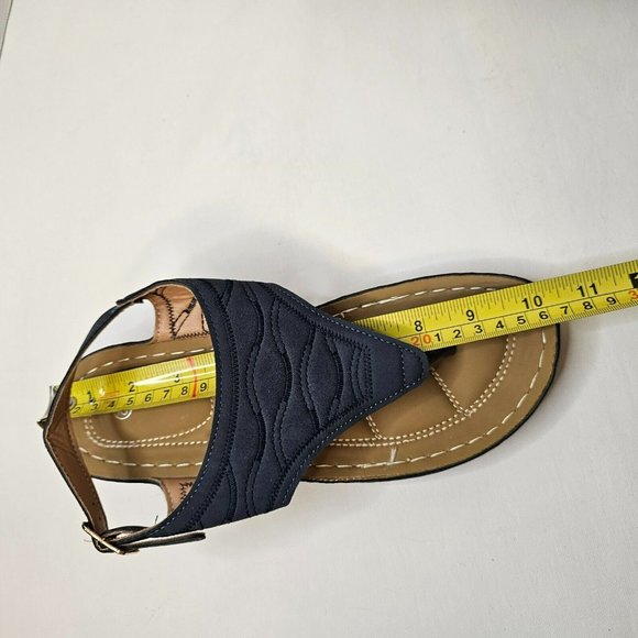 Women Blue Sandals Summer Slippers Open Toe Shoes Size 42 Slope Heel - Picture 9 of 12